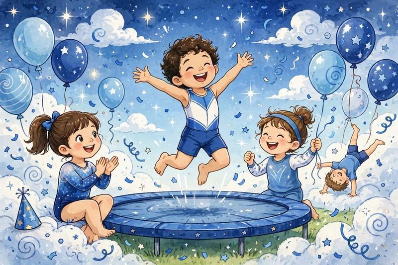Birthday party at Amazium with kids on a trampoline